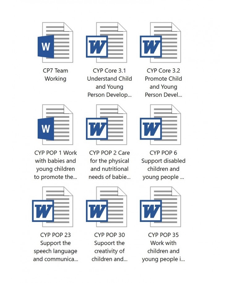  Answers to Level 3 Children And Young People's Workforce Diploma (Word files)
